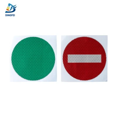 Honeycomb Reflective Stop Go Siy Sticker pou Trafik pòtatif